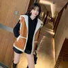 Kvinnor läder ulljacka väst kvinnlig vinter päls integrerad tjock lamm koreanska pu kappkläder mode lös