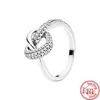 925 Mulheres prateadas se encaixam em pandora anel original coroa de coração anéis de moda empilhável anel de flor do coração infinito