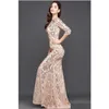 car dvr Evening Dresses Rose Gold Mermaid With Half Sleeves Sequin Long Prom Elegant Formal Gowns Robe De Soiree Ba0528 Drop Delivery Weddin Dhdfz