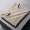 Erkek Sweaters Üst düzey moda jakard lüks waffle yuvarlak boyun kazak Sonbahar ve kış 2023 Kalın sıcak gündelik kazak erkekler