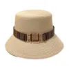 Çim Örgü Kadın Hasır Kova Şapka Adam Lüks Yaz Düz Gömme plaj şapkaları Güneş Koruma Altın Toka Kovalar Kapaklar