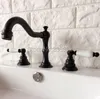 Rubinetti per lavabo da bagno Rubinetto per lavabo diffuso a 3 fori in ottone lucidato a olio nero