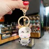 Keychains Cute Rhinestone Crystal Laughing Black White Cattle Keychain Animal Cow Key Chain Ring Holder Bag Pendant Keyring