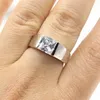 Cluster anneaux Roualei Drop Luxury Jewelry 925 Sterling Silver Princess Cut White 5a Big Cubic Zirconia Marid Mading Band Ring For Men Gift