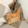 Ny vinter halsduk dam mode varm sjal kvinnors dubbelsidiga kashmir tjock kvinnlig pashmina filt foulard tryck bandana 202706