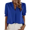 Bloups feminina elegante camiseta de chiffon feminino respirável Blusa Sur