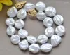 Chains Beautiful 20mm White Baroque Coin KESHI Pearl Necklace 18" 36" Yellow Clasp