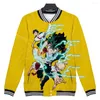 Sudaderas con capucha para hombre, uniforme de béisbol Boku No Hero Academia con estampado 3D, chaqueta delgada de poliéster para hombre, ropa de calle informal de moda Harajuku