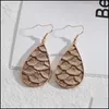 Charm Teardrop Inspired Leopard Print Snakeskin Pu Leather Charms Earrings Geometric Women Jewelry Drop Delivery Dhdsx