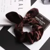 Winter Candy Color Ribbon Hair Celra Mulheres Veludo Scrunchie Rabbit Ear Rubber Band