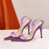 Scarpe eleganti Décolleté trasparenti in PVC Tacchi a spillo Sandali con tacco alto Sandali da donna con punta a punta Matrimonio in argento