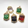 Pendant Necklaces FUWO Colorful Glass Crystal Carve Buddha Head Amazing Design Supernatural Amulet Knot Lucky Charm Buddhism Jewelry PD387