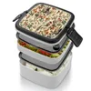 Servis uppsättningar Vintage Flower Print dubbelskikt Bento Box Lunch Sallad Estetisk trendande Public Dom