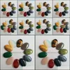 Pierre Assortiment Naturel Ovale Plat Base Cab Cabochon Cystal Perles Lâches Pour Collier Boucles D'oreilles Bijoux Vêtements Accessoires Faire Dhakl Entier