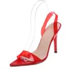Dress Shoes PVC Transparent Pumps Stilettos High Heels Sandals Women Pointed Toe Party Silver Wedding