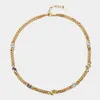 Choker JBJD Gold Tone Multi-Color Round Zircon Pendant Necklace Cuban Chain For Women Girl Jewelry Fashion Gif