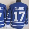 Custom Men Vintage Toronto Hockey CCM Retro Jerseys 17 Wendel Clark 27 Darryl Sittler 14 Dave Keon 7 Tim Horton 1 Johnny Bower zszył niebieski