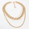 Correntes duftgold exagerado colar de dupla camada bruto de colar geométrico de garganta de moda para mulheres jóias schmuck ouro