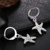 Hoop Earrings 925 Sterling Silver Starfish For Women Girls Charm Engagement Wedding Jewelry Gift