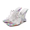 Slippare Summer Transparent PVC Open-Toe Rhinestone Wedge Heel High-Heeled Banket Dress All-Match Large Size Women's Sandal