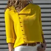 女性Sブラウスシャツファッション夏7色のボタン不規則な斜めの襟bレンスリーブ女性ゆがんだカジュアルブラウスレディース女性230303