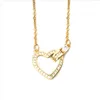 Collane con ciondolo Collana a catena in acciaio inossidabile Cuore in oro Chiaro zirconi cubici Regalo di gioielli da donna 45 cm di lunghezza 1 PC