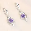 Nuovi orecchini di colore argento rosa per gioielli moda donna Orecchino di zircone di cristallo viola bianco blu di alta qualità