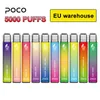 Original 5000 puffs Cigarette Poco Huge Disposable Vape Pen EU warehouse Eletronic Cigarette Mesh Coil Rechargeable 15ML 8 Color Device Newest Vapor pen