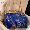 Evening Bags Plain Brocade Blue White Porcelain Pattern Bag Women's New Chinese Style Classic Jacquard Handbag purses ladies handbags