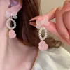 Boucles d'oreilles pendantes Lovelink mignon doux Transparent Rose acrylique Rose fleur pour les femmes mode arc fille coréen accessoire