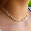 Choker Good Quality White Cubic Zirconia Paved CZ Tennis Chain Necklace Gold For Women Fashion Out Valentine's Day Jewelry