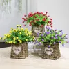 Dekorativa blommor Simulering Solros Roses Potted Set Artificial Silk Plants Bonsai Cane utgör korgpottkultur Heminredning