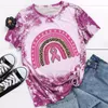 Women's T Shirts Womens Fashion Top Breast Cancer Prevention Tie Dye Printed Short Sleeve Shirt Women's Loose Fit Tees