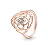 925 Silver Women Fit Pandora Ring Original Heart Crown Fashion Rings Big Rose Gold Crystal Flower Diy Rose Gold Crown 234C