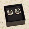 luxury quality charm stud earring with diamond and black color square have box stamp PS3854