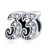 925 Sterling Silver Charm för Pandora Ny Lucky Digital Pendant Jewelry Zircon Halsband DIY Tillbehör Pärlor