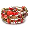 Charm Bracelets Colorful Soft Ceramic Beads Multilayer Adjustable Wrap For Women Fashion Natural Stone Summer Bracelet Jewelry