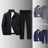 Vêtements de sport 1 ensemble deux pièces tempérament fermeture éclair côtelé manchette veste taille élastique pantalon pour sport hommes tenue