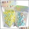 Verpakkingszakken 100 stks Lot Hersluitbaar opstaande zipper aluminium folie Pouch Plastic Holografische geur Geur Voedsel Voedselopslag Verpakking Dr Dhefk