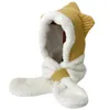 Berets 48-54cm Niche Ears One-piece Knit Winter Hat Scarf Thermal Lovely Knitted All-match Warm For Children Kids 101A