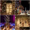 Led Strings Outdoor Solar Lamp String Lights 100/200 Leds Fairy Holiday Christmas Party Garland Garden Waterproof 10Mled Drop Delive Dhobf