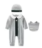 2023 Baby romper hat bib 3pcs/set newborn baby clothes jumpsuit Kids long sleeve underwear cotton boys girls romper suit