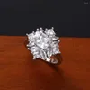 Anillos de boda de cristal CZ, bandas estéticas de piedra, bisuteria de compromiso, joyería ostentosa completa, accesorios de moda delicados para mujer