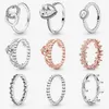 925 Silber Frauen Fit Pandora Ring Original Herz Krone Mode Ringe Funkelnde Tropfen Halo Prinzessin Tiara Krone Blume