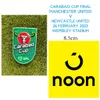 Detalhes da partida final da Carabao Cup 2023 colecionáveis e todos os emblemas do patrocinador Iron na transferência do emblema de futebol