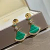 BUIGARI Small skirt series designer dangle earrings for woman Natural malachite highest counter quality jewelry classic style anniversary gift 035