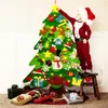 Décorations de noël feutre arbre bricolage avec lumière LED enfants cadeau jouets tenture murale ornements année 2023 décoration pour la maison Navidad