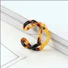 Anneaux de bande mode imprimé léopard résine acrylique creux chaîne anneau pour femmes couleur géométrique bijoux cadeaux livraison directe Dhnus
