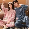 Women's Sleepwear Flannel Thickened Pajamas Set For Couple Men And Women' Hooded Suit Coral Fleece Home Service