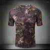 Męskie koszule T Summer Coolmax taktyczna koszulka kamuflażowa mężczyźni oddychali Szybki suchy amerykańscy armia bojowa polowanie na koszulkę